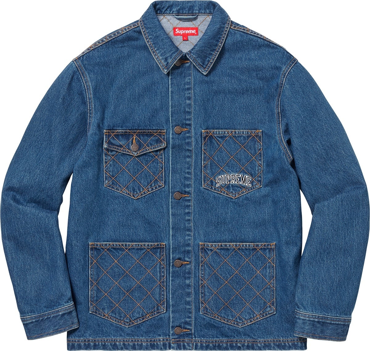 Diamond Stitch Denim Chore Coat view 10